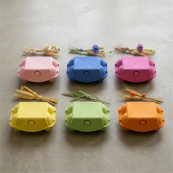 Colored recycled pulp egg cartons six vivid colors showcase of the premium molded fiber manufacturing process Colored recycled pulp egg cartons six vivid colors showcase of the premium molded fiber manufacturing process